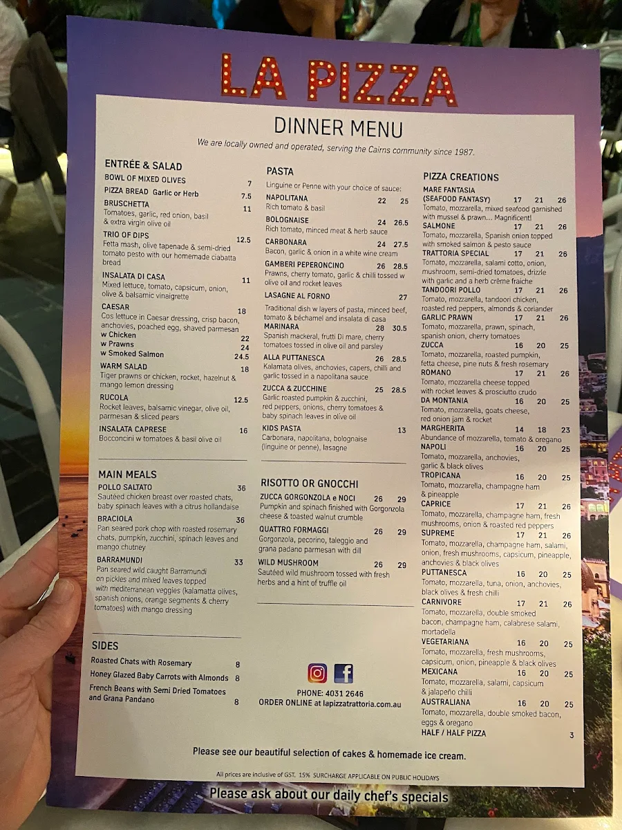 Menu, La Pizza