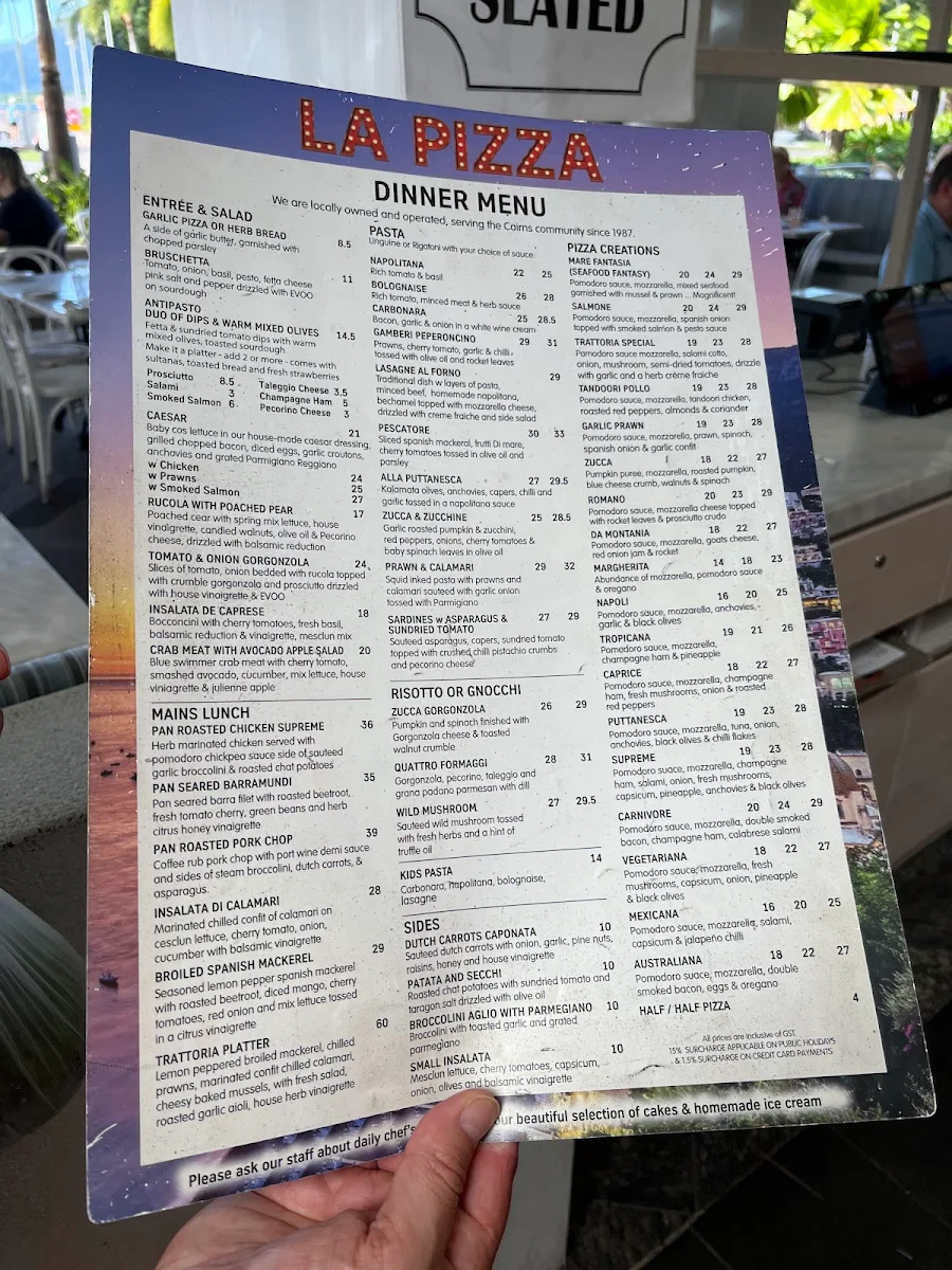 Menu, La Pizza