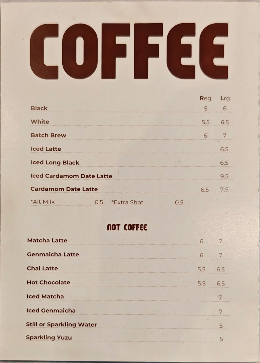 Menu, Pinto Tiramisu