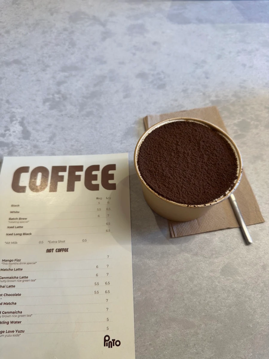 Menu, Pinto Tiramisu