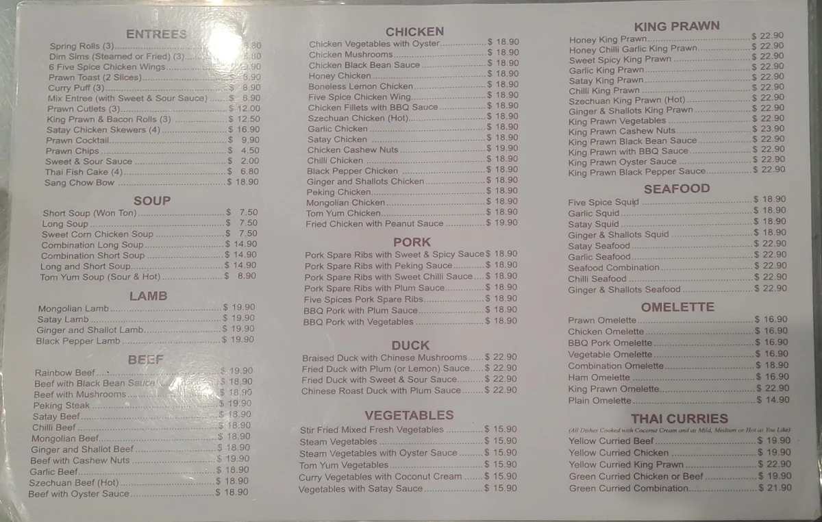 Menu, Golden Terrace Chinese Takeaway Rutherford