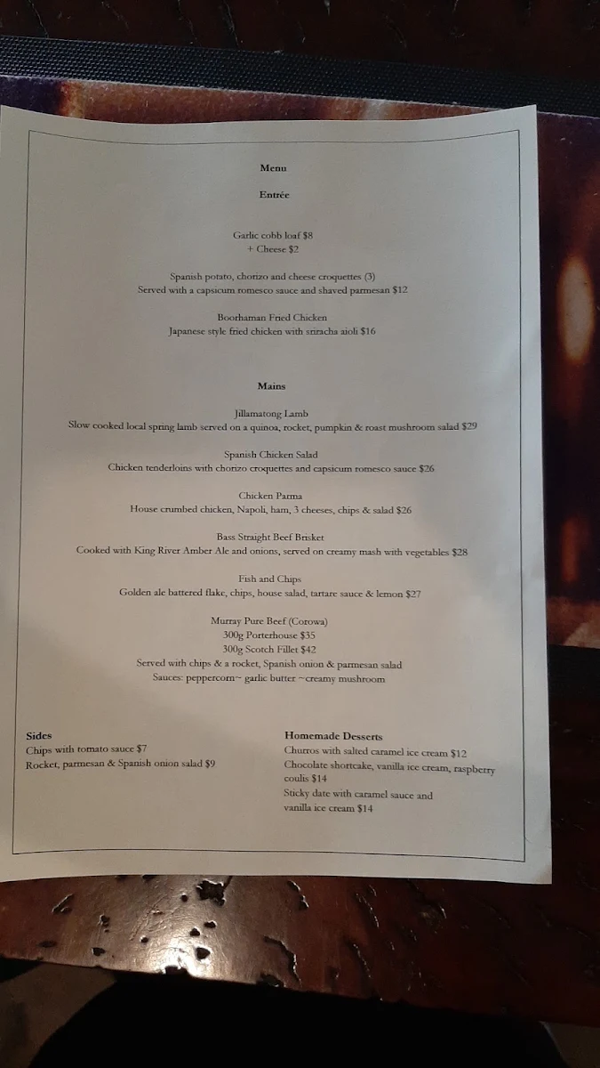 Menu, Boorhaman Hotel and Buffalo Brewery 57269335