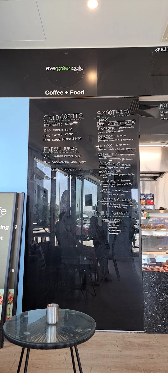 Menu, Evergreen Cafe