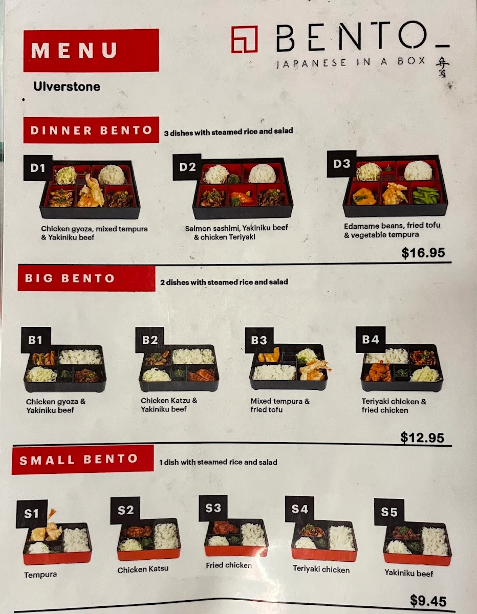 Menu, Bento Box