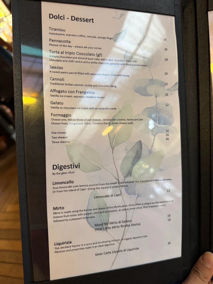 Menu, La Scarpetta Trattoria