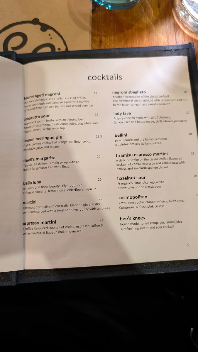 Menu, La Scarpetta Trattoria