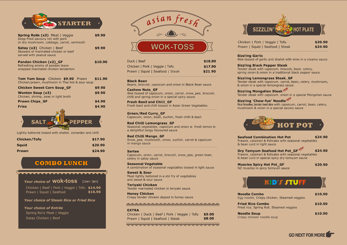 Menu, Red Chilli Asian Fresh
