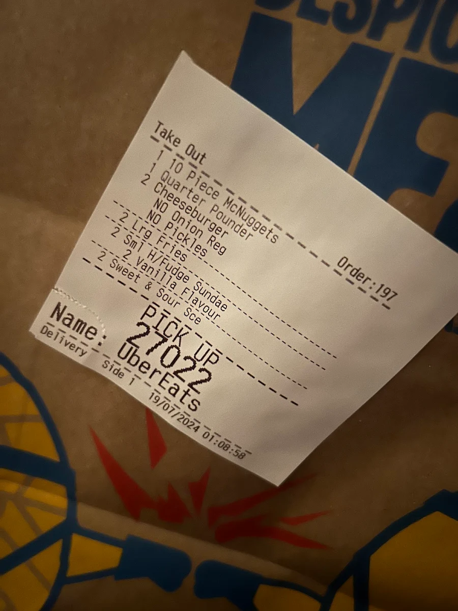 Menu, McDonald's Bridgewater
