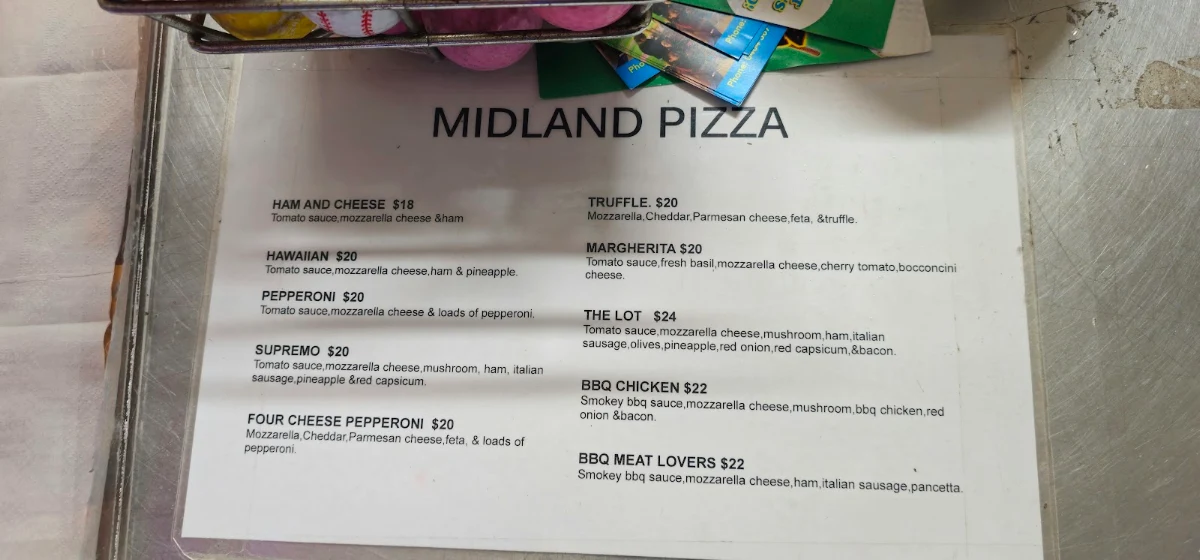 Menu, Kiss Pizza Cafe