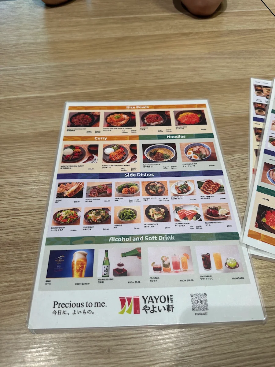 Menu, YAYOI Hurstville