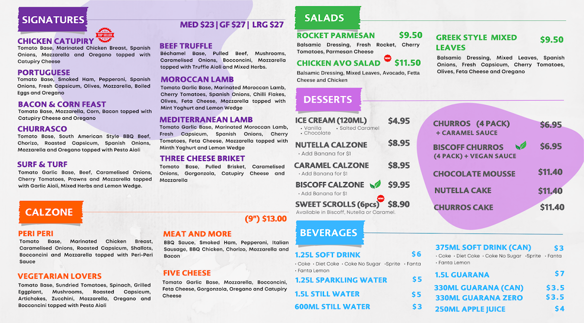 Menu, I Love Pizza Parramatta