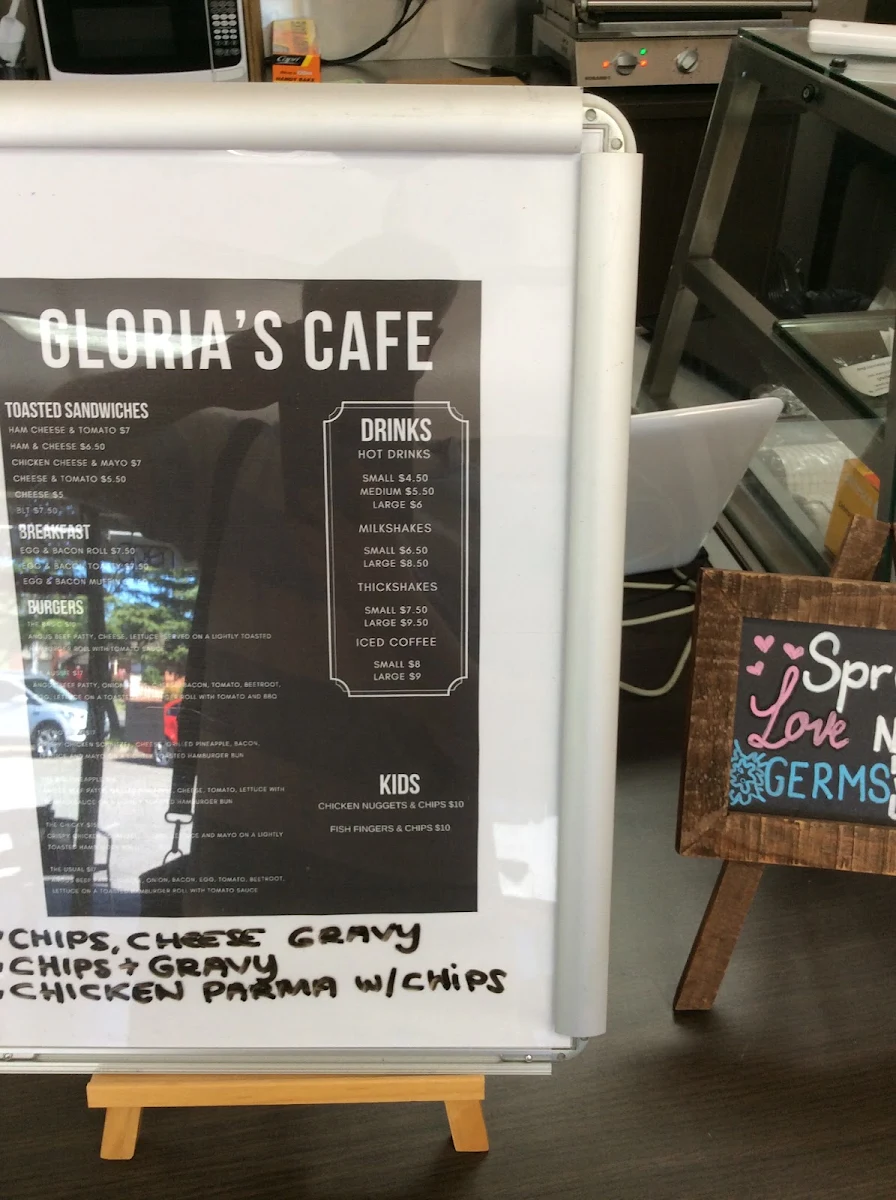 Menu, Gloria’s Cafe