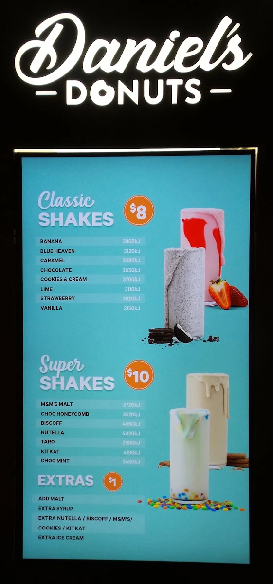 Menu, Daniel's Donuts Carrum Downs