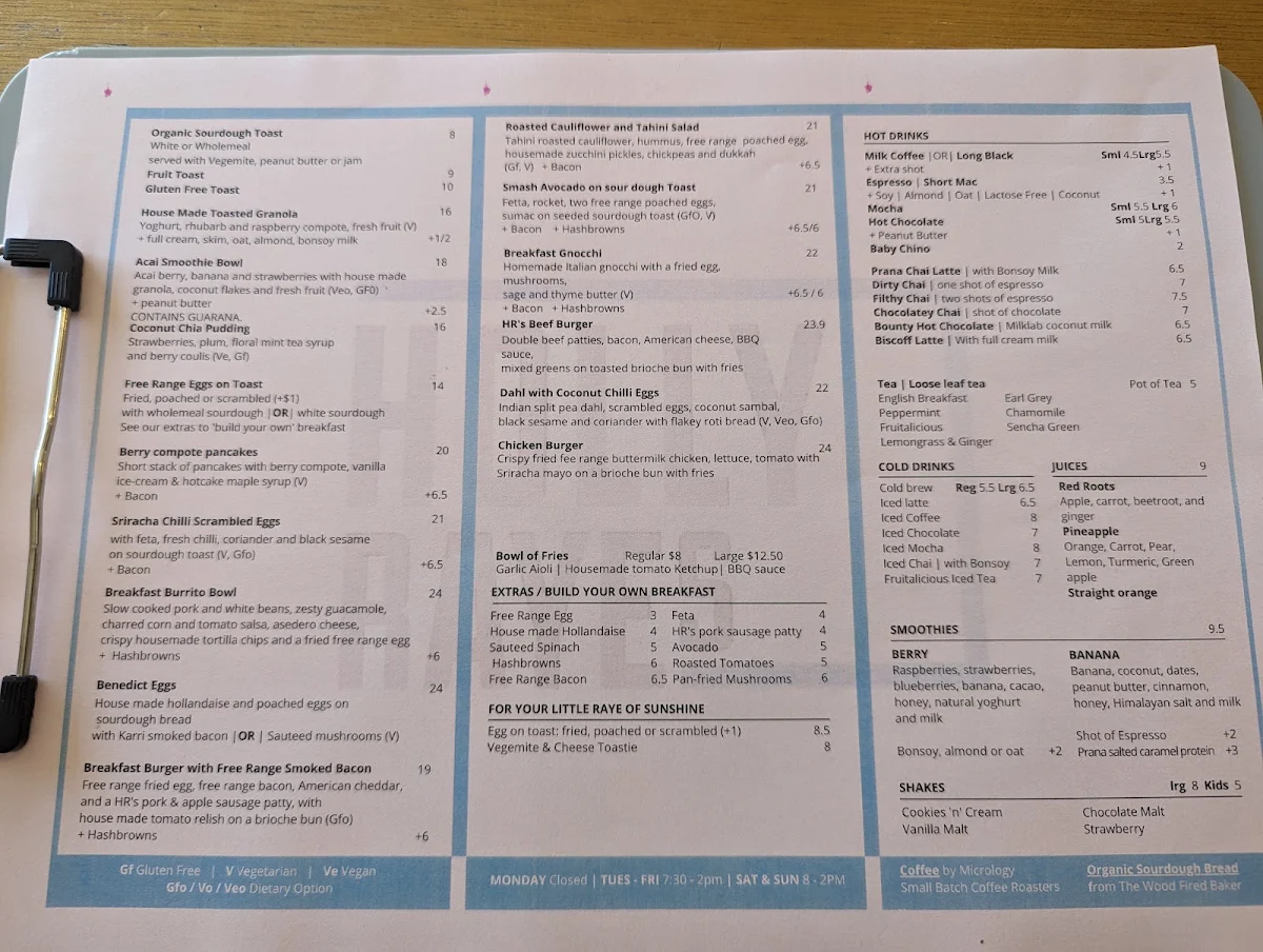Menu, Holly Rayes