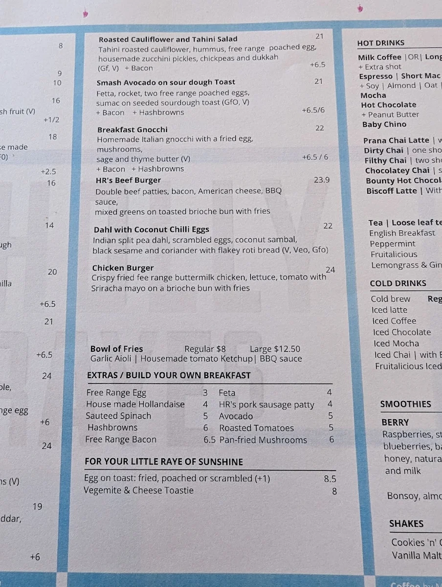 Menu, Holly Rayes