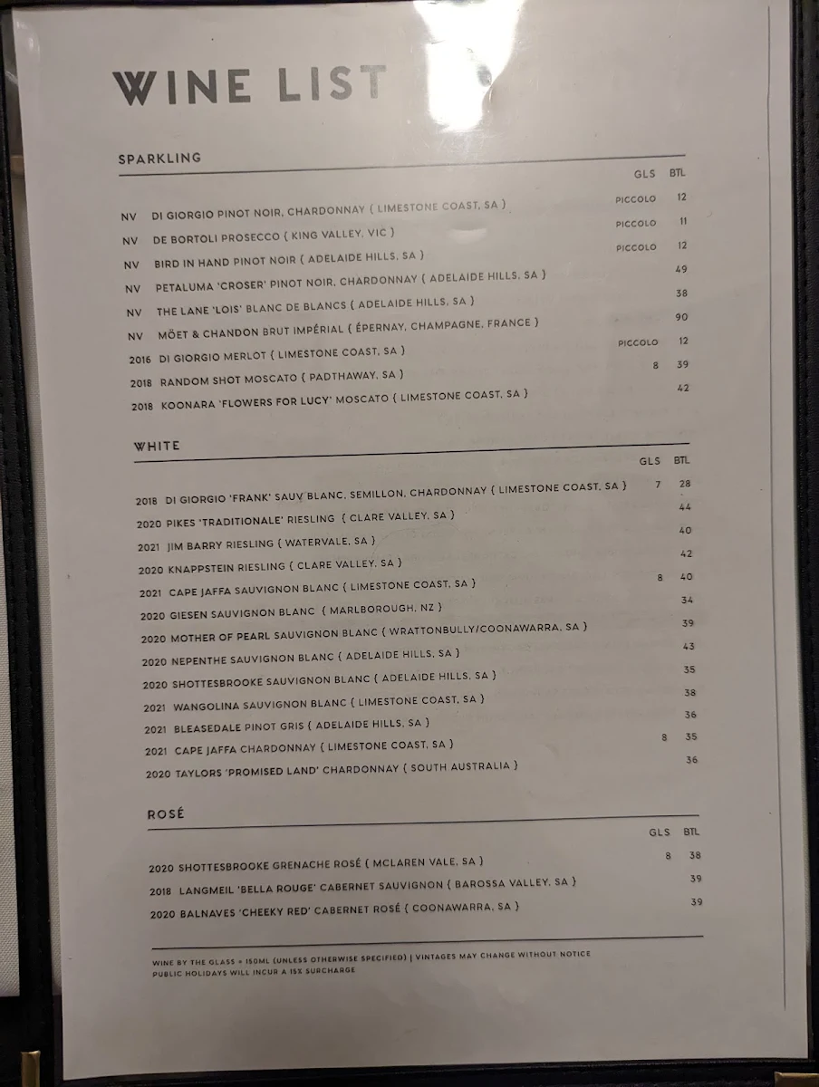 Menu, Bushman’s Grill