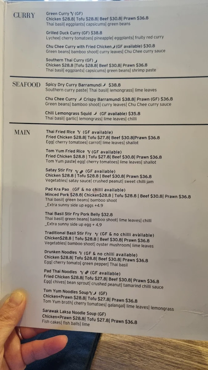 Menu, VON Thai