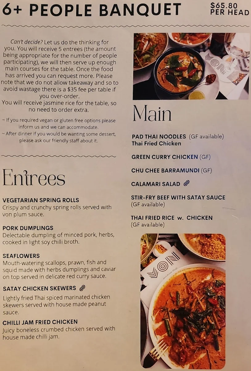 Menu, VON Thai