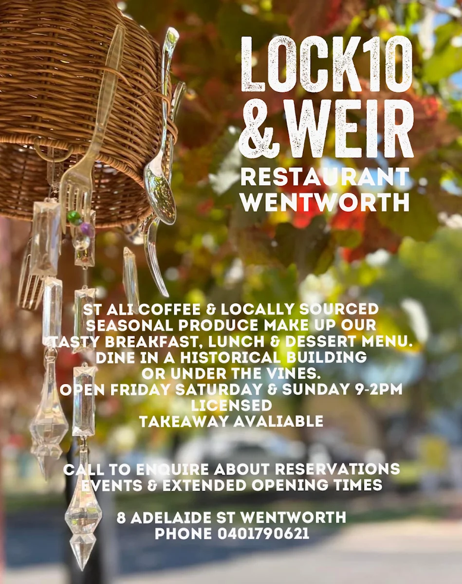Menu, Lock 10 & Weir Restaurant