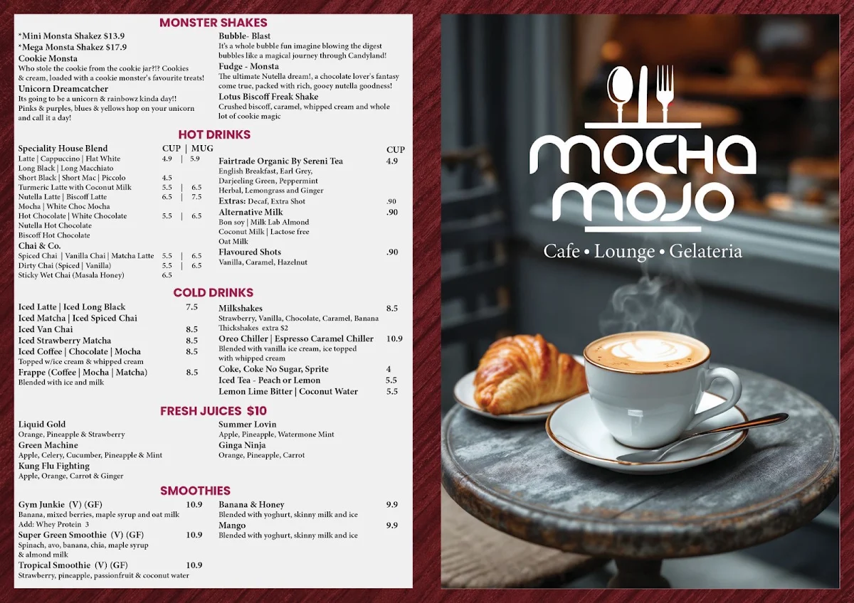 Menu, Mocha Mojo Lounge - Fountain Gate Cafe