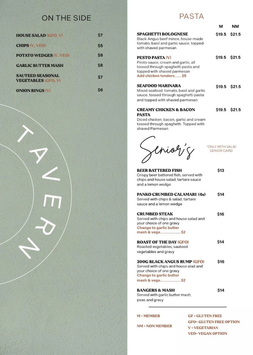 Menu, Burpengary Tavern