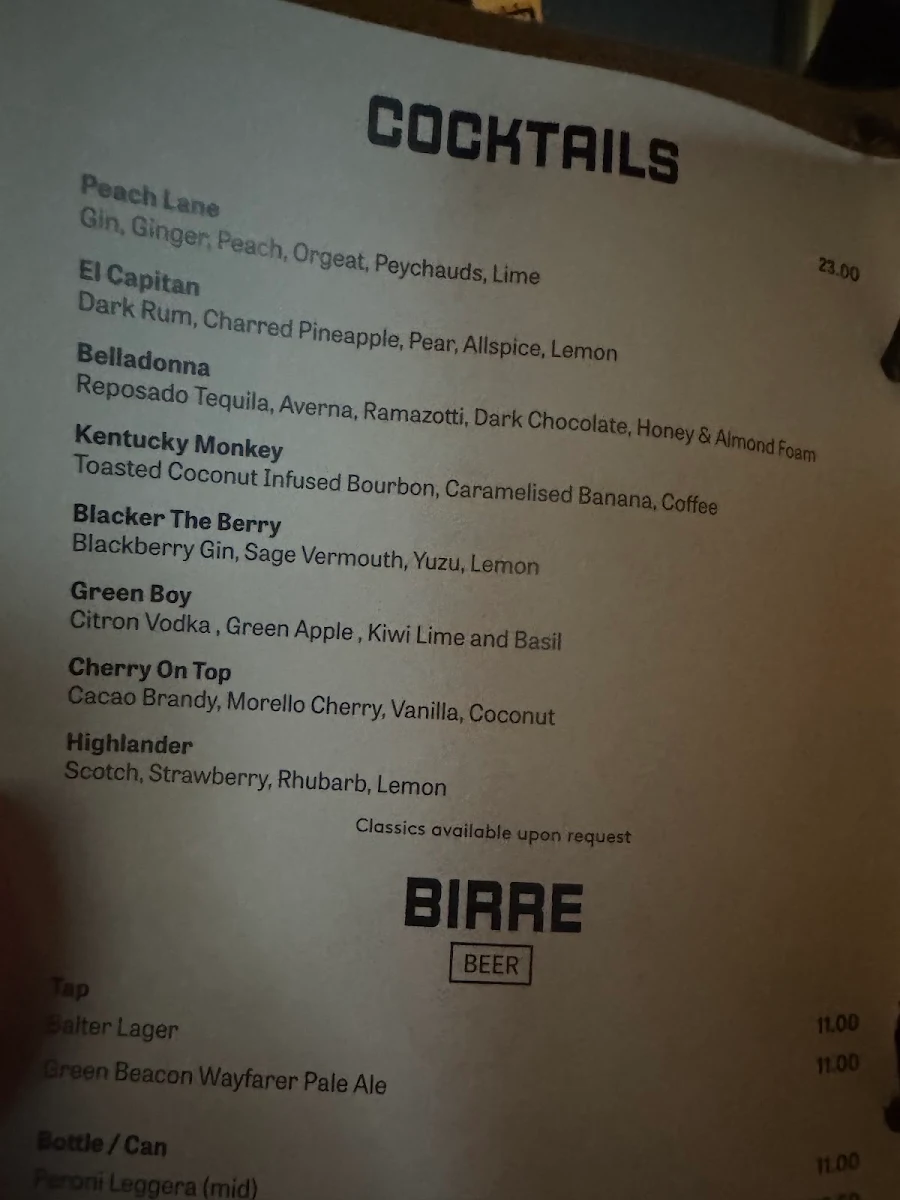 Menu, Bar Brutus