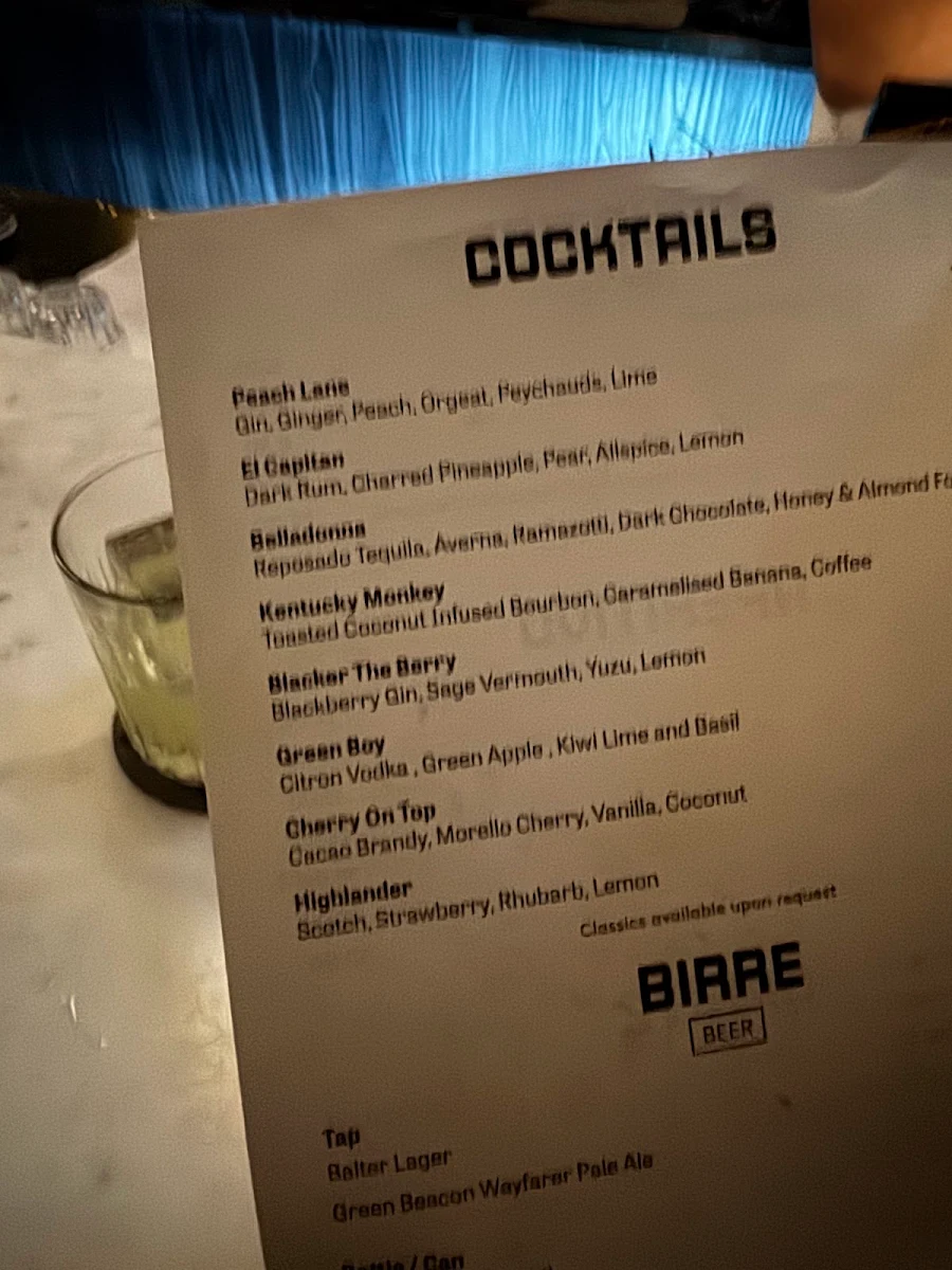 Menu, Bar Brutus