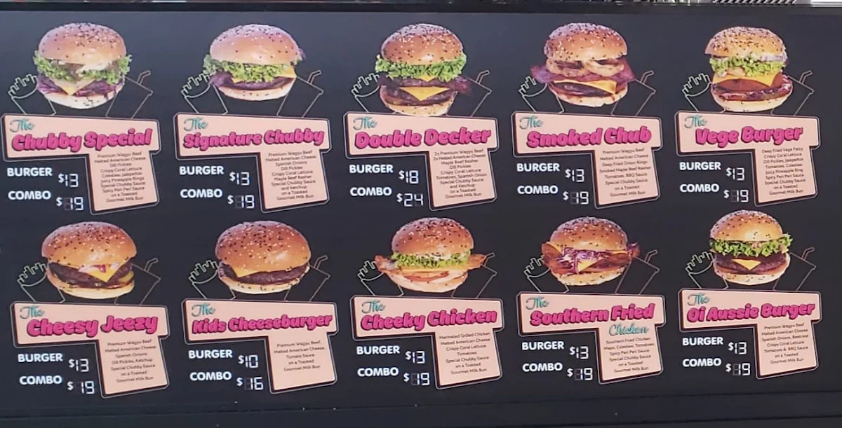 Menu, Chubby Buns Burgers Hoxton Park