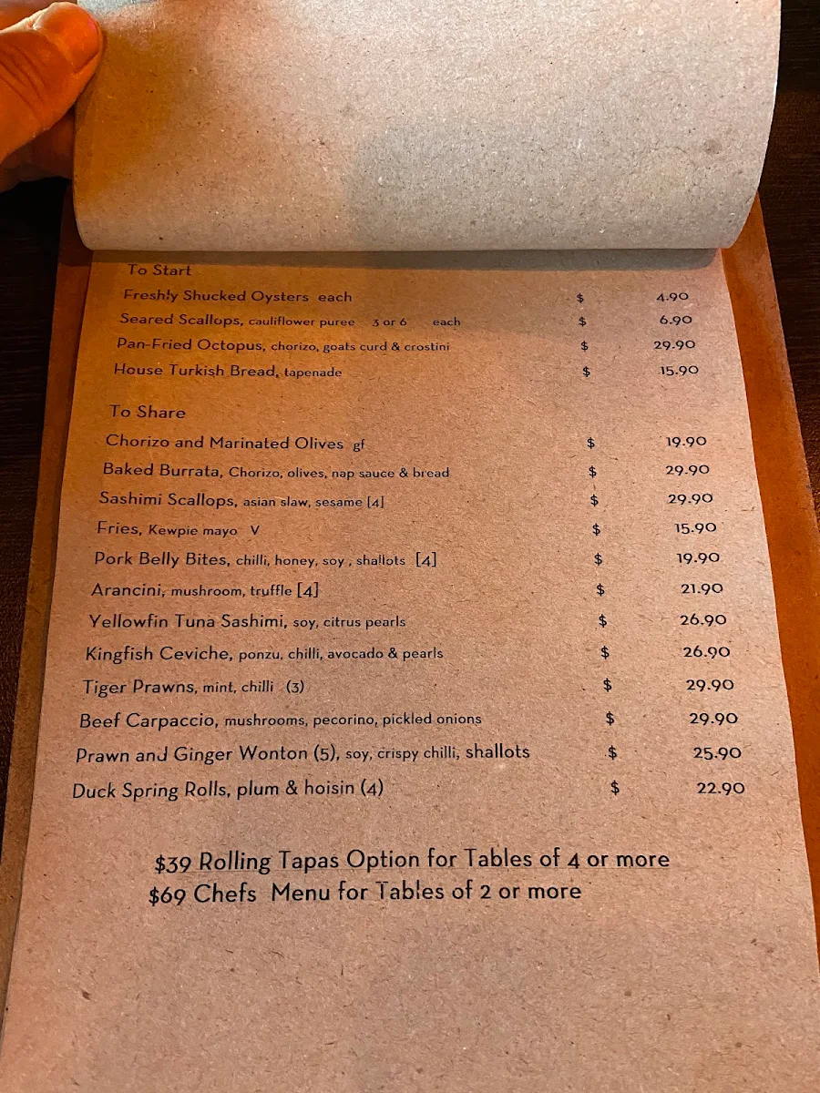 Menu, Fiorita Wine Bar & Restaurant