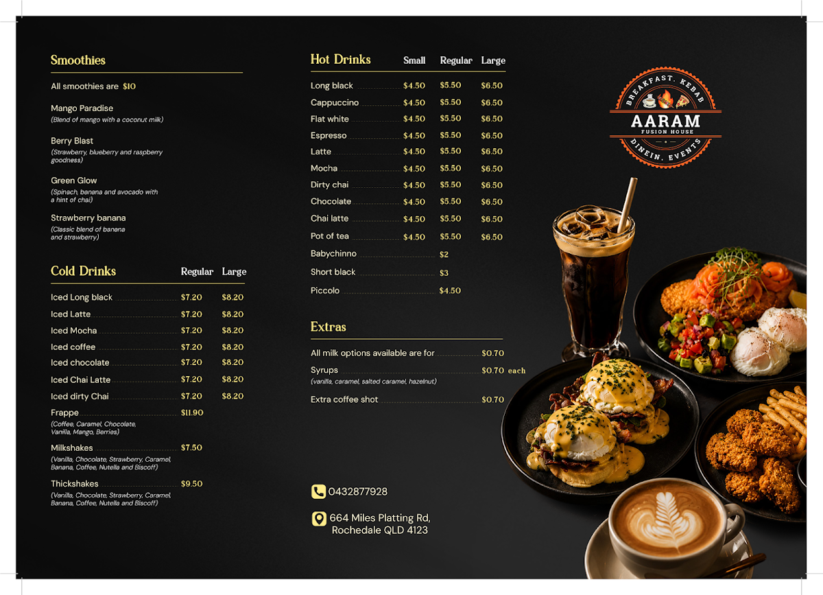 Menu, Aaram Fusion House
