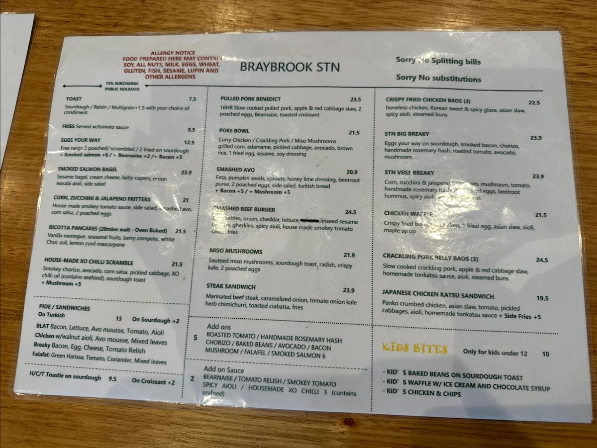 Menu, Braybrook STN