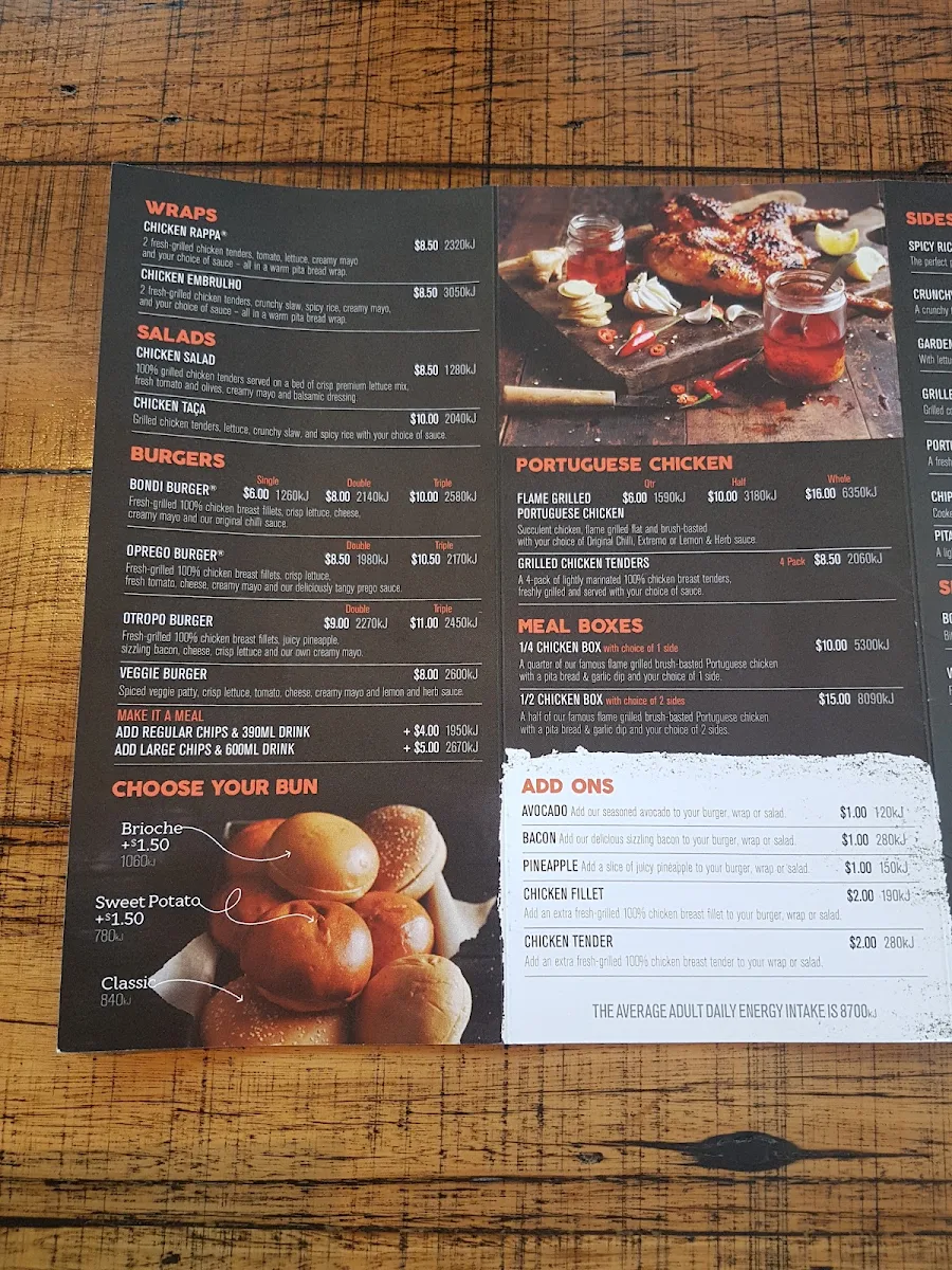 Menu, Oporto Roxburgh Park Drive Thru