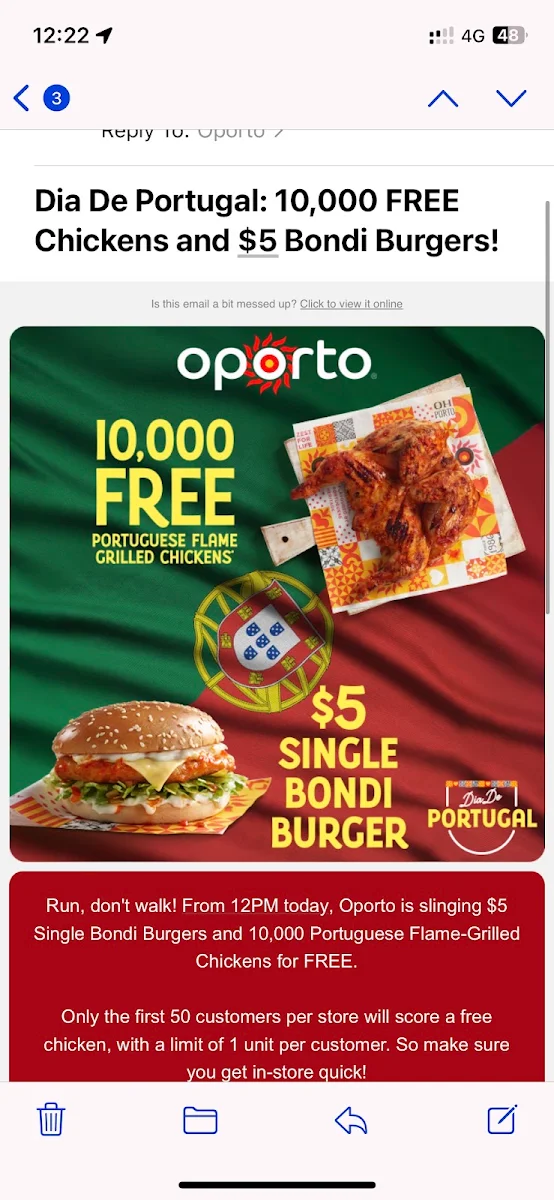 Menu, Oporto Roxburgh Park Drive Thru