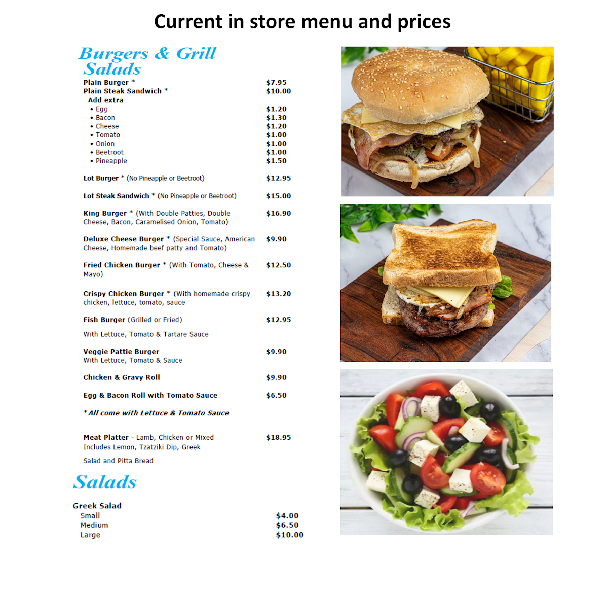 Menu, Tribeca Village Fish & Chips