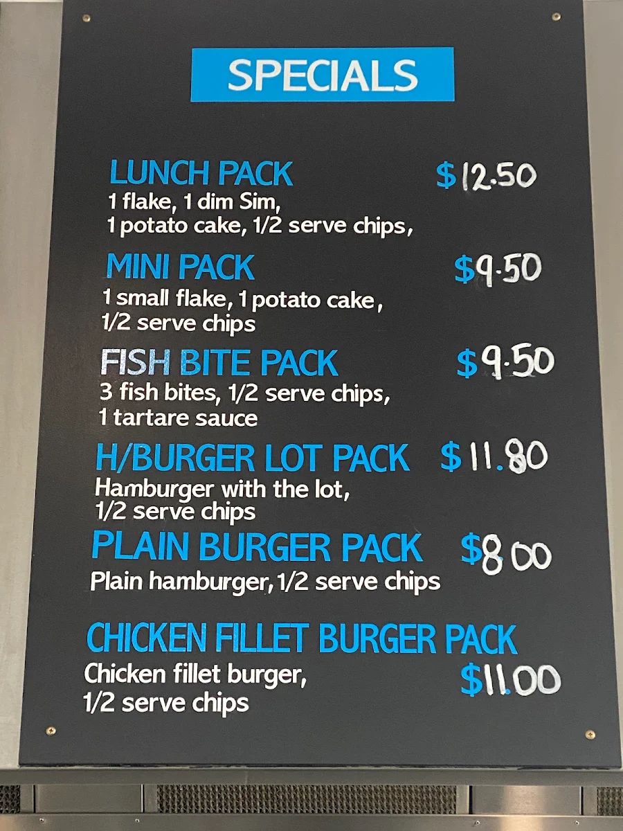 Menu, Tribeca Village Fish & Chips