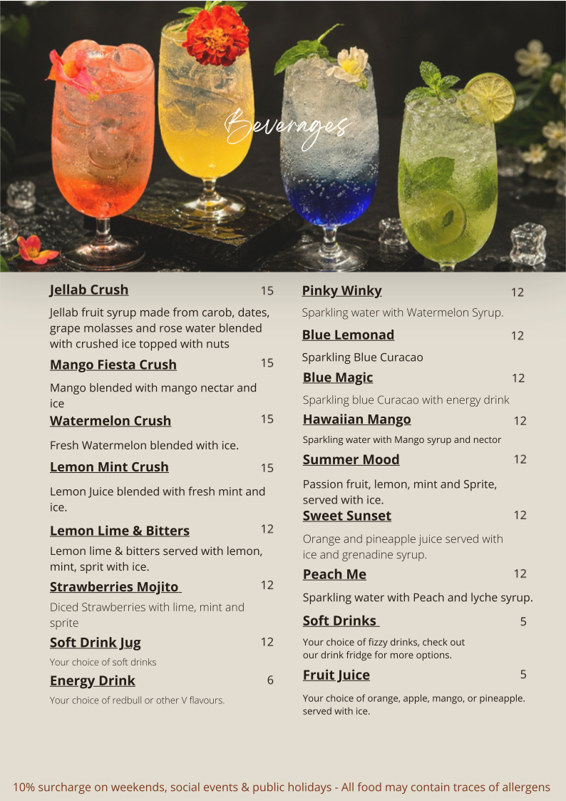 Menu, Lazeez Lebanese Cuisine