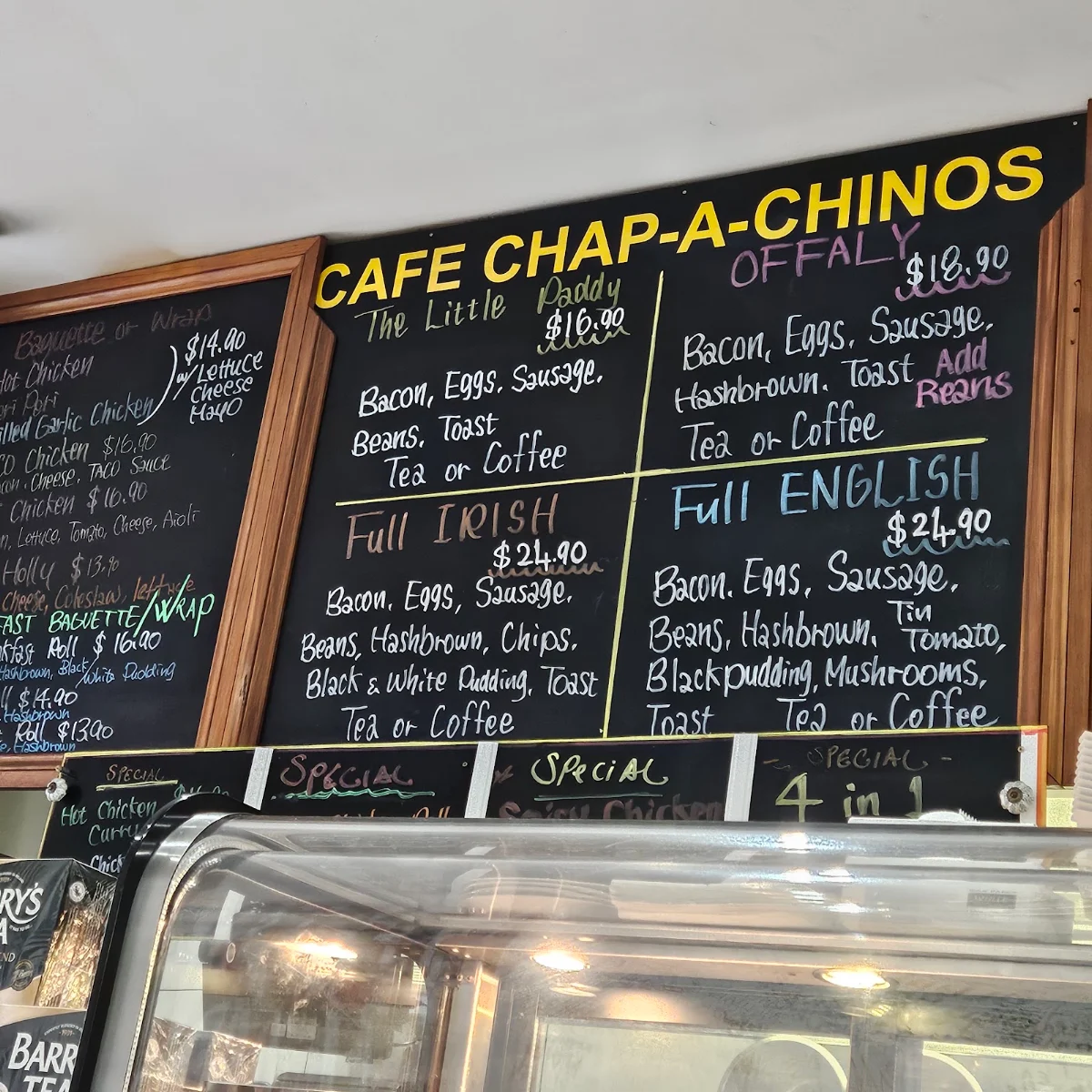 Menu, CAFE CHAP-A-CHINOS