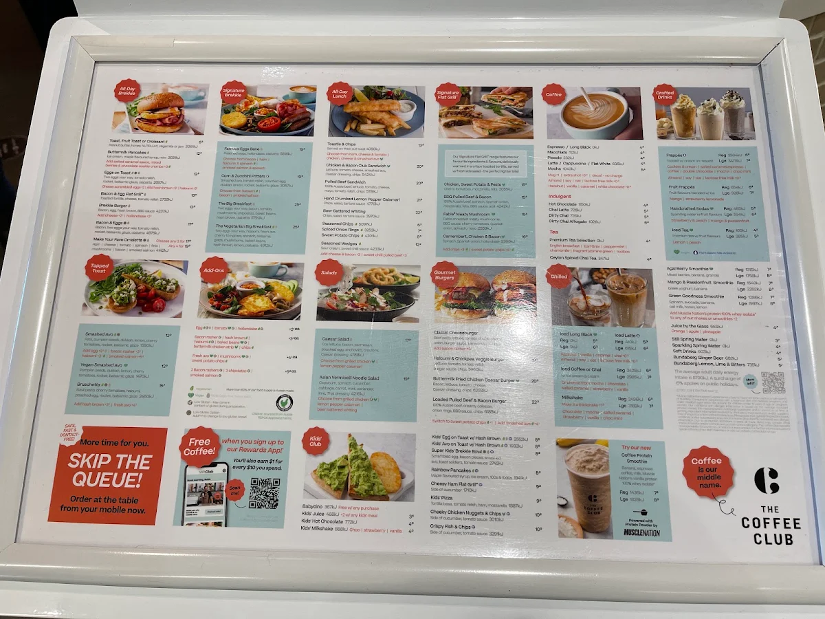 Menu, The Coffee Club