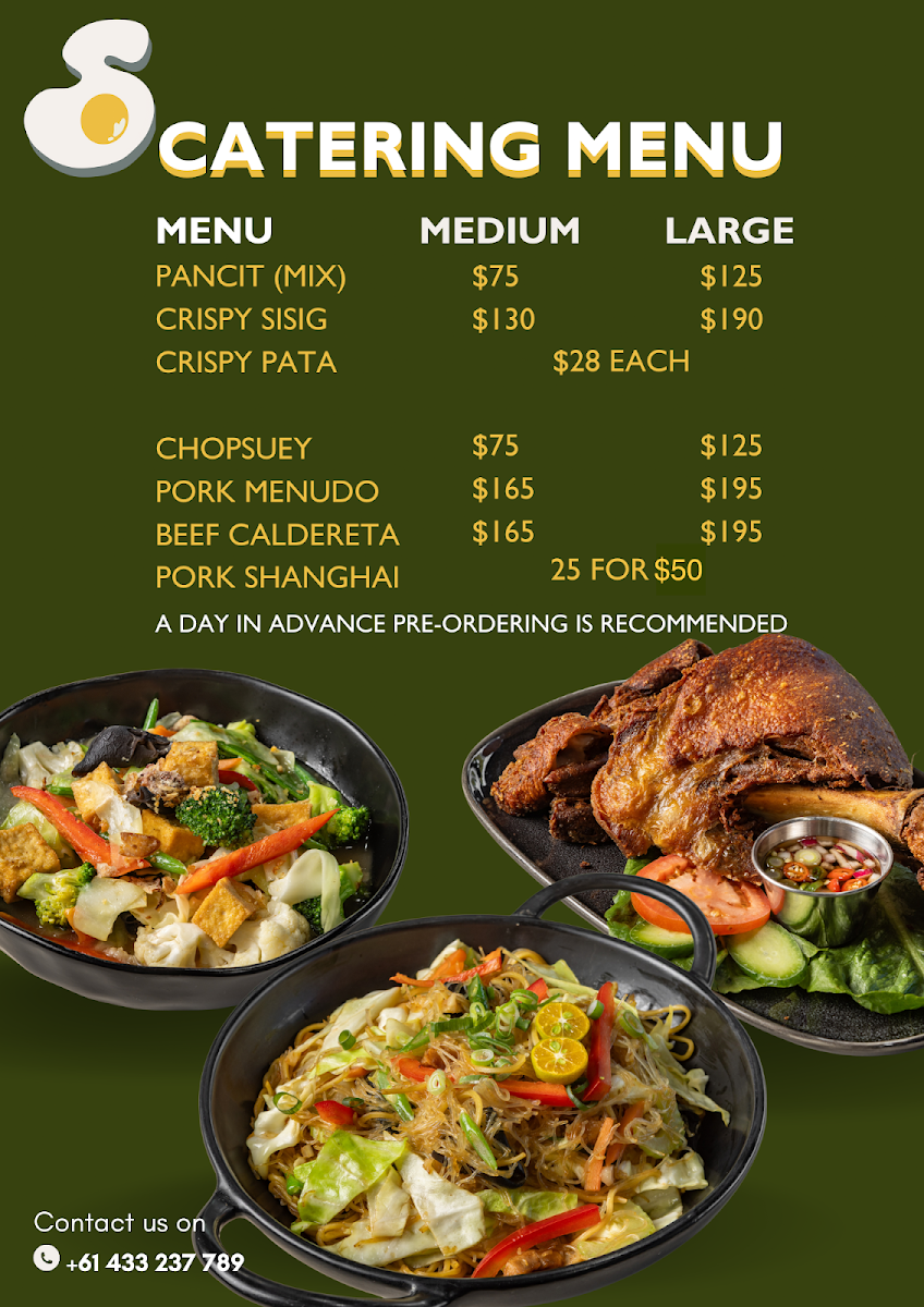 Menu, Sunny Corner Cafe
