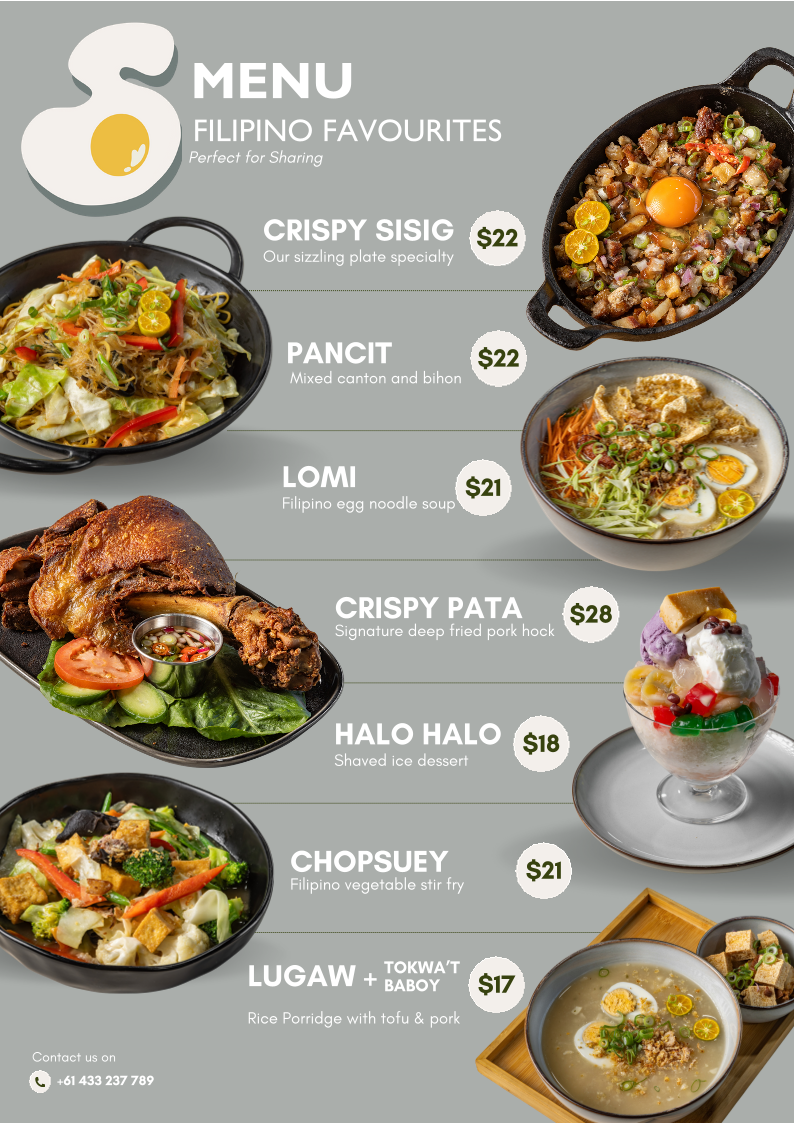 Menu, Sunny Corner Cafe