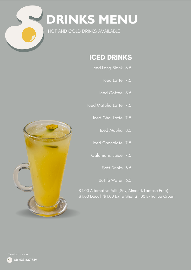 Menu, Sunny Corner Cafe