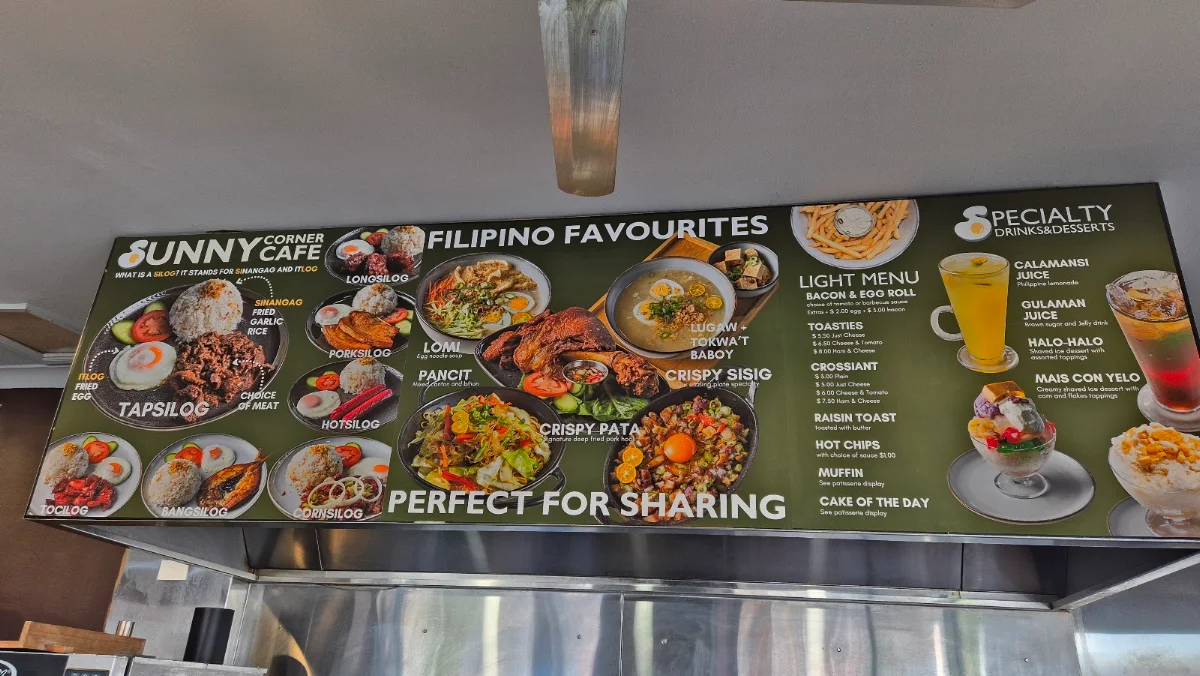 Menu, Sunny Corner Cafe