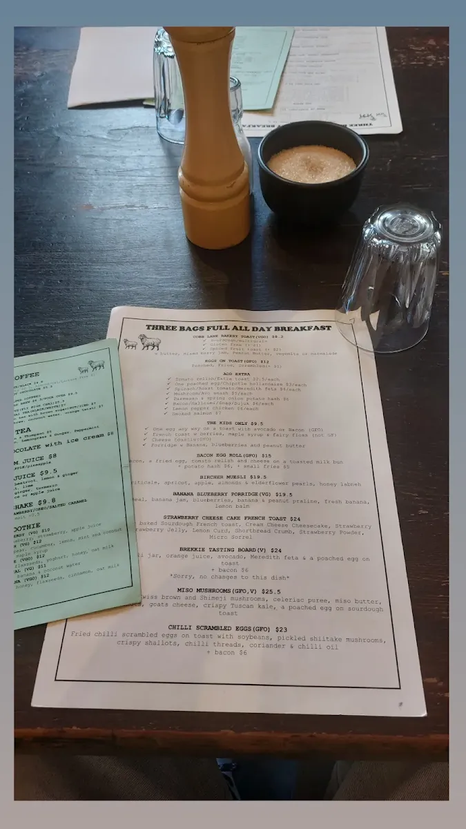Menu, Three Bags Full