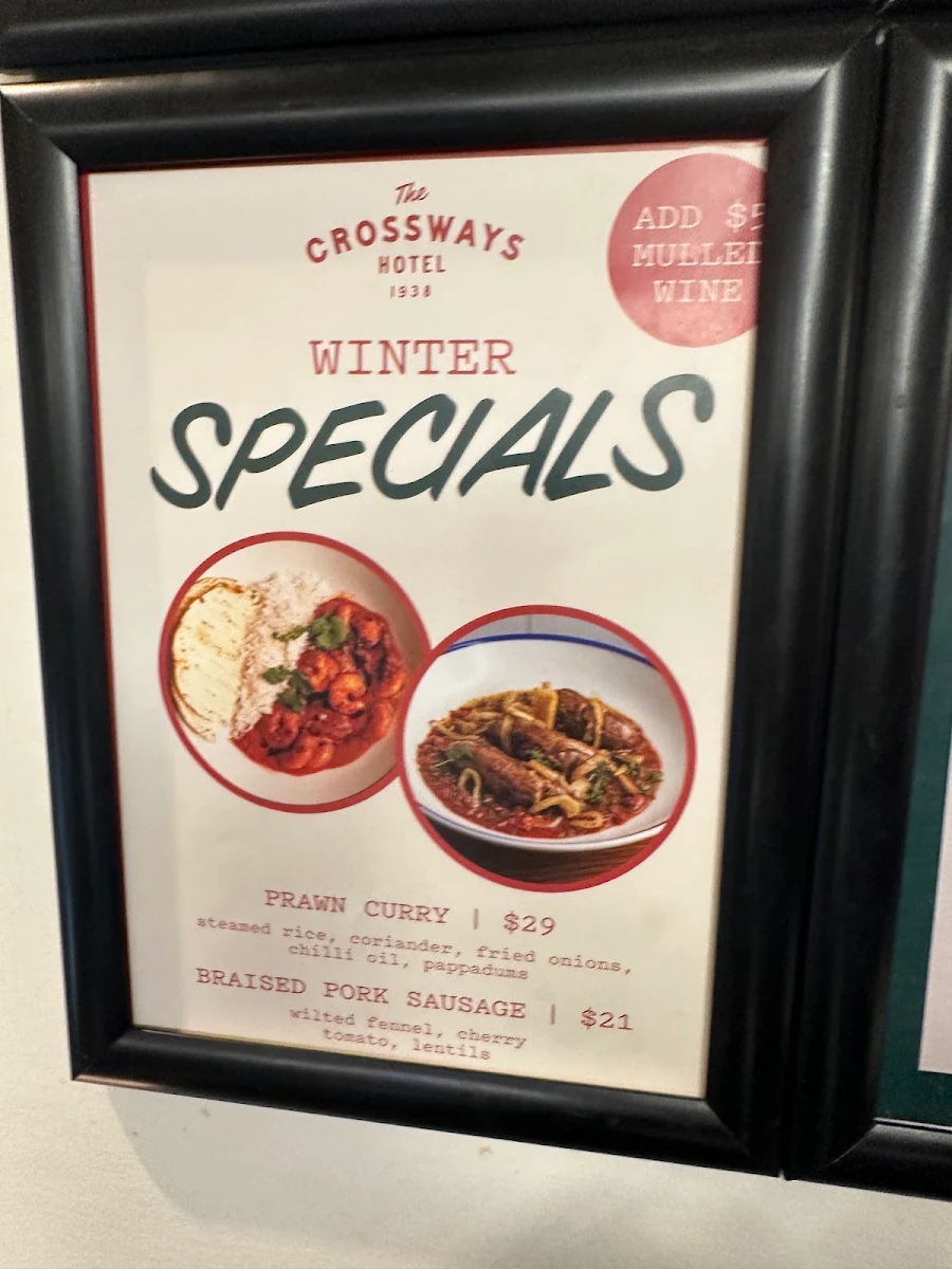 Menu, Crossways Hotel