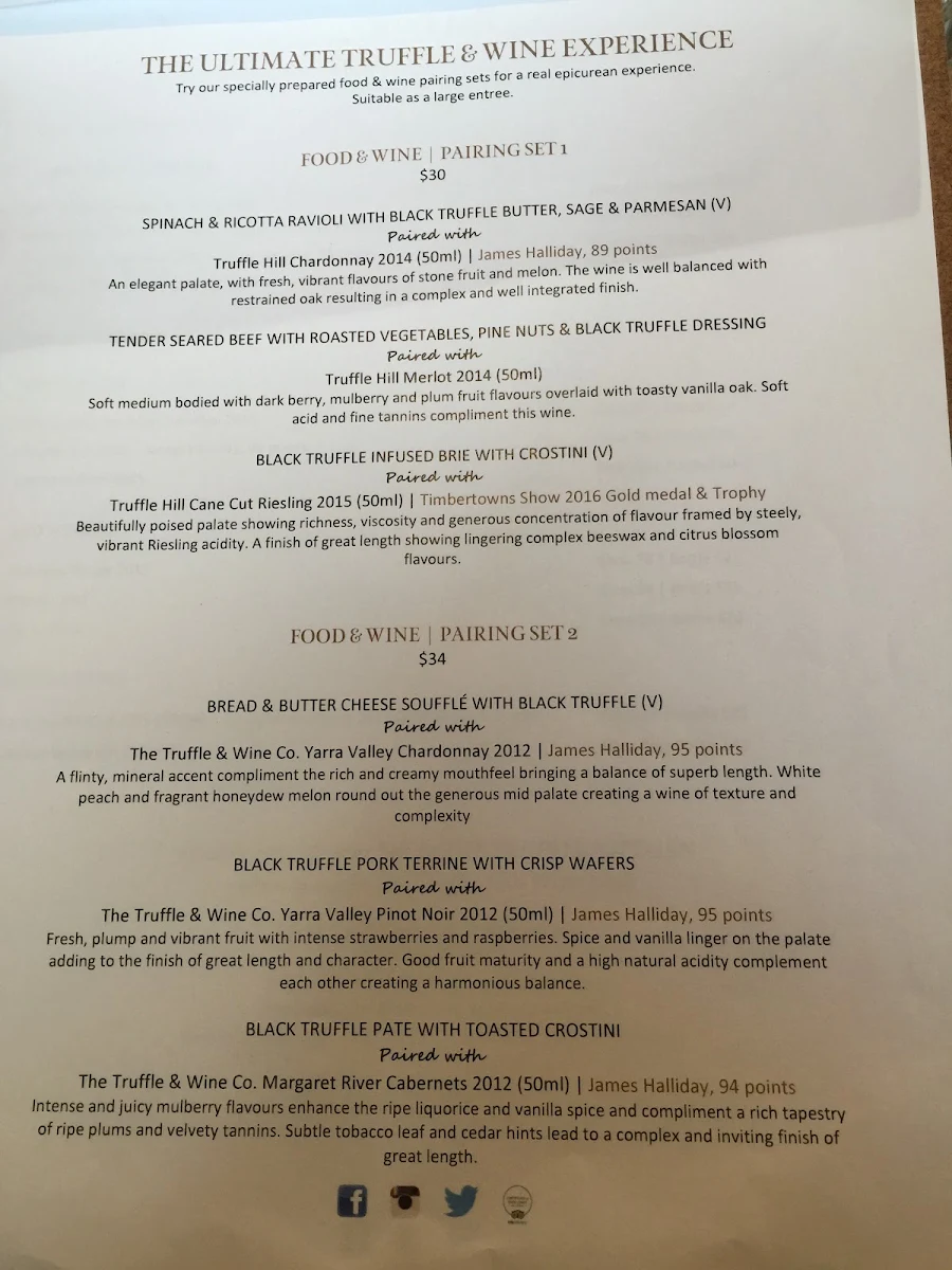 Menu, Truffle Hill