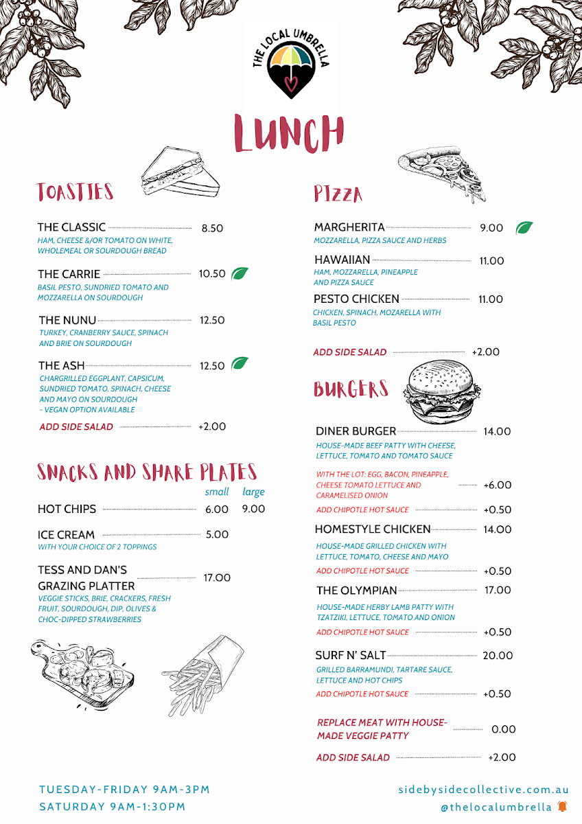 Menu, The Local Umbrella