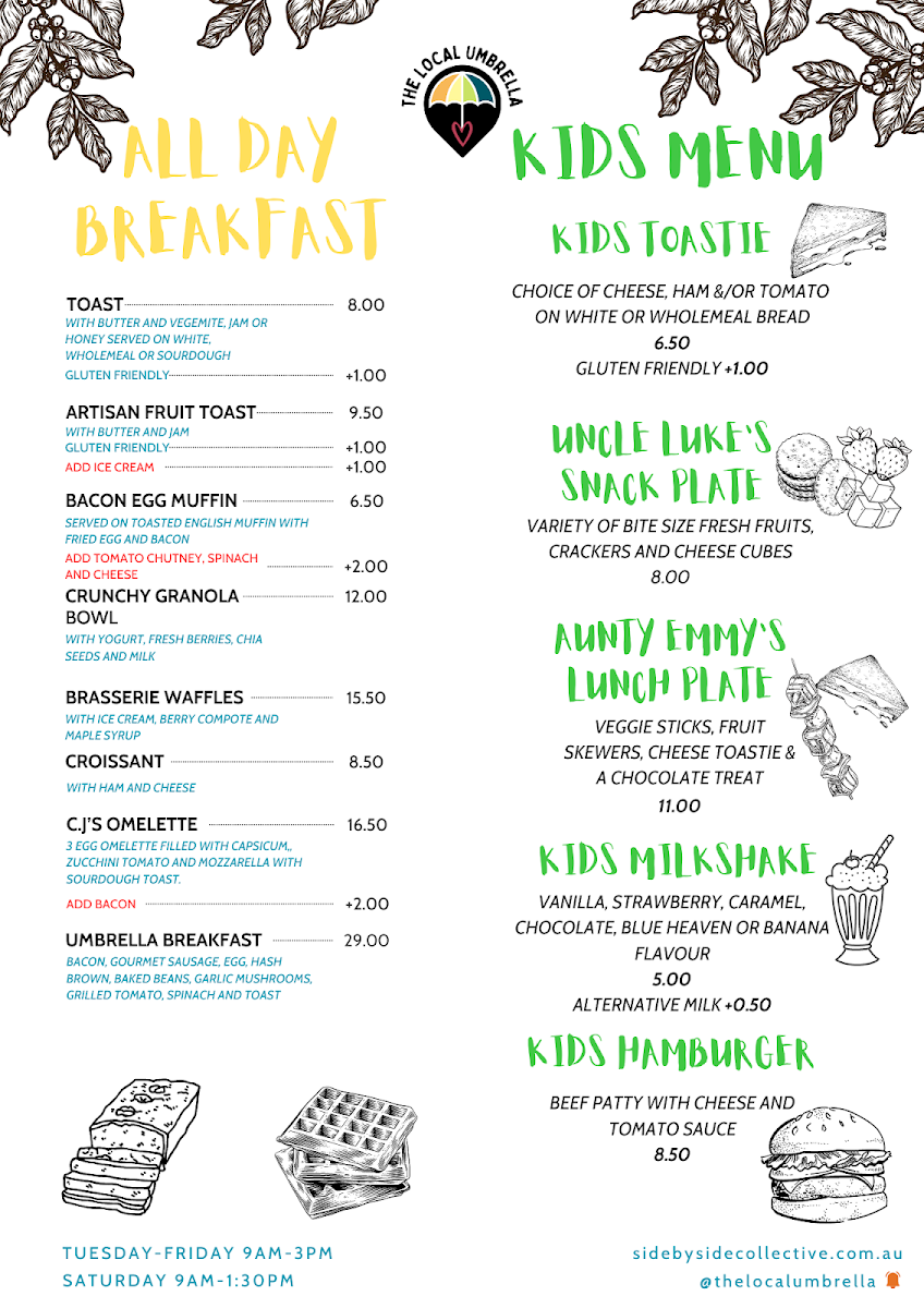 Menu, The Local Umbrella