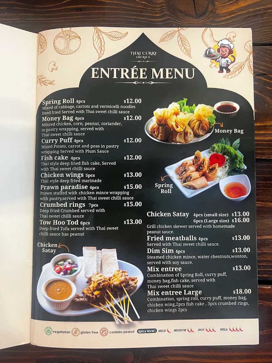 Menu, Thai Curry on Rice