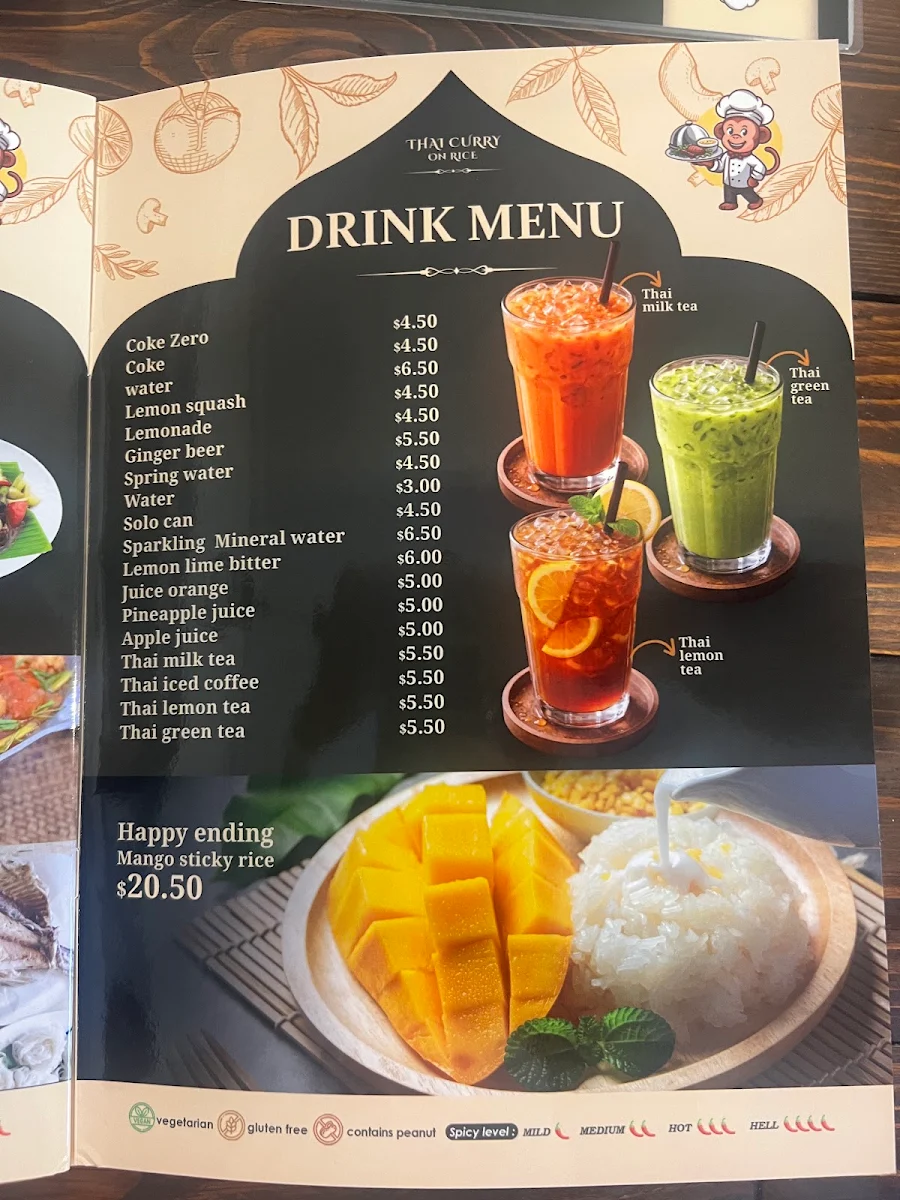 Menu, Thai Curry on Rice