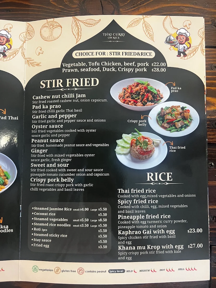 Menu, Thai Curry on Rice